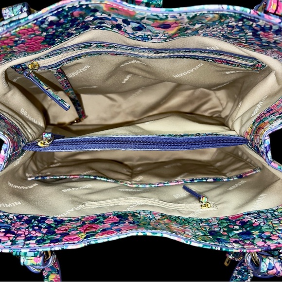 New Brahmin Leather 3-Pc Set, FIORA Shoulder Bag & 2 Wallets, Spring Ditsy - Picture 8 of 14